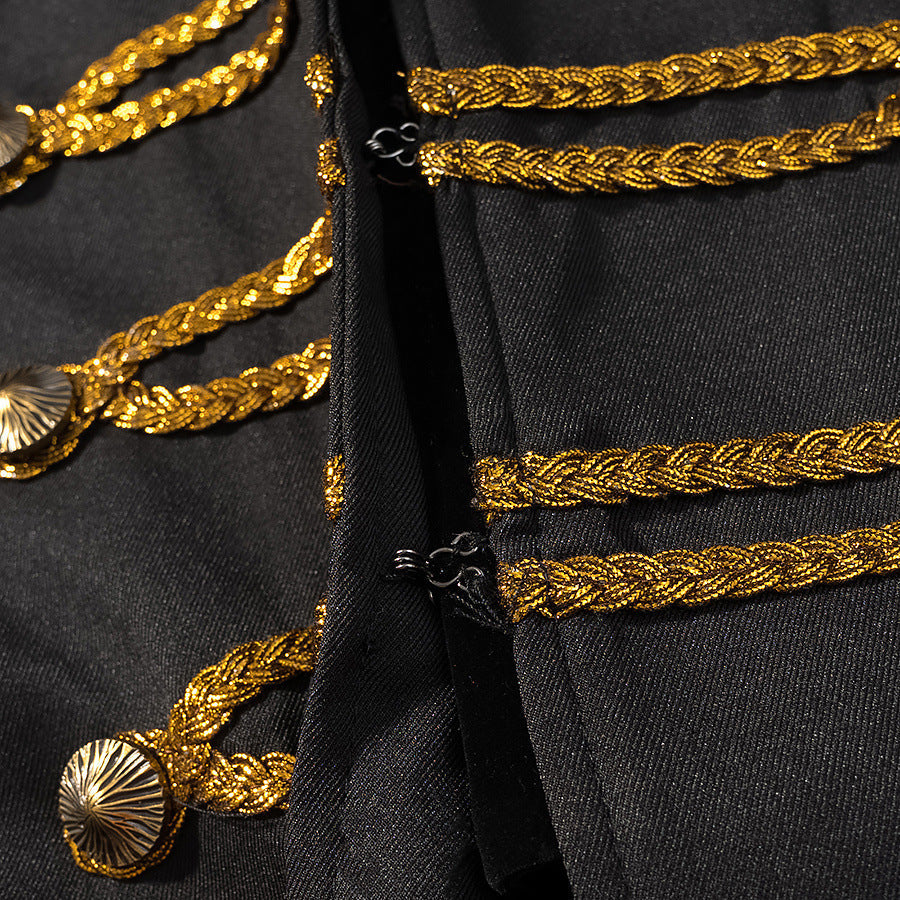 Dam Military-Inspired Kort Jacka med Guld Dekorativ Trimmings
