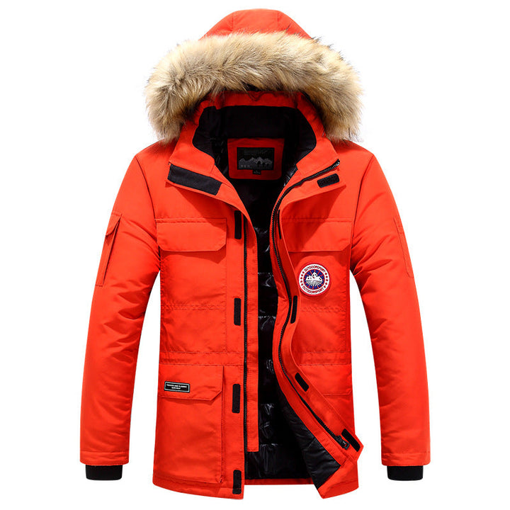 Herr Expedition Parka med Avtagbar Huva och Faux Fur Trim
