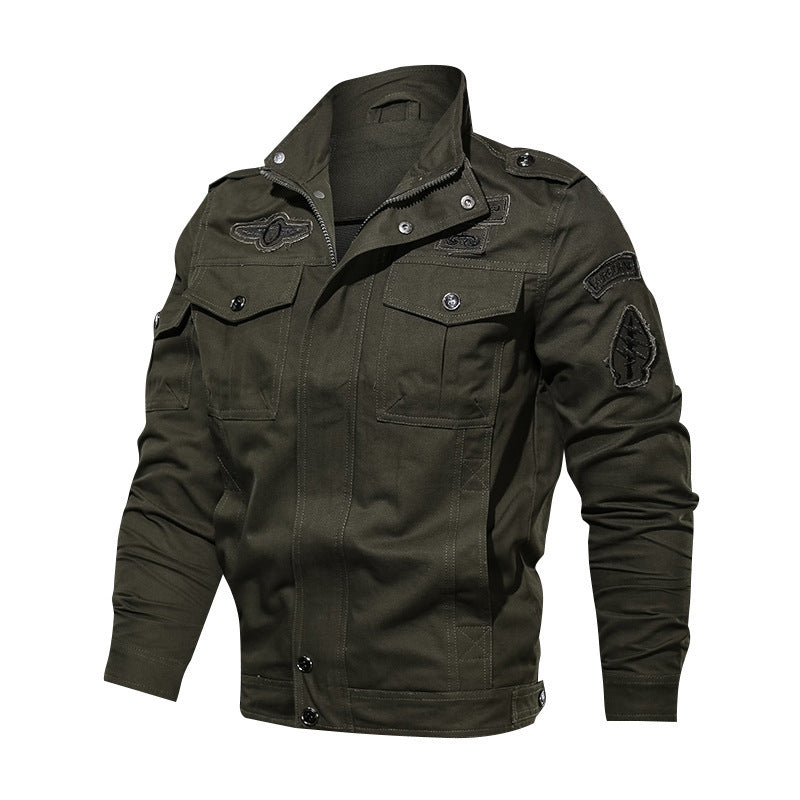 Herr Urban Canvas Combat Blouson med Dold Zip Knapplist, Lock Fickor, och Axel Epaulettes