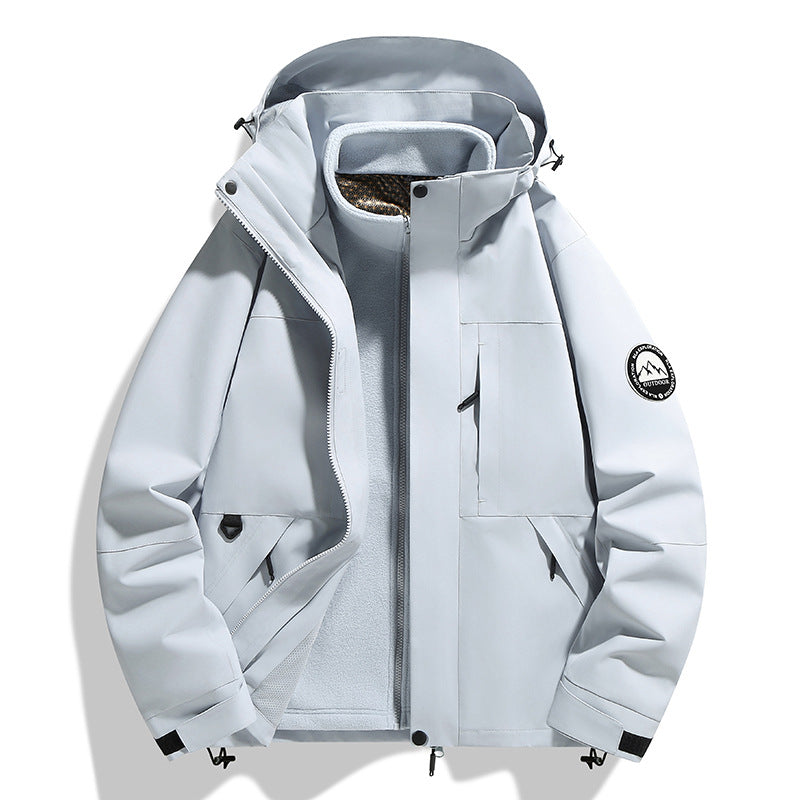Dam två-layer softshell utomhusjacka med removable fleece inner jacka och huva