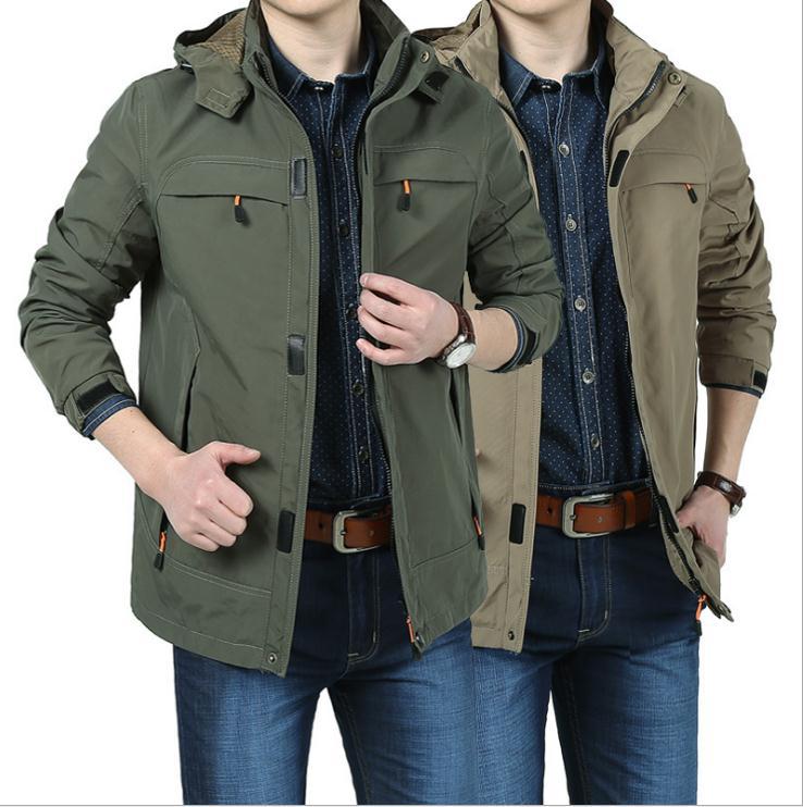 Herr Modern Softshell Fältjacka med Huva, Andningsbar Stretch och Organizer Fickor