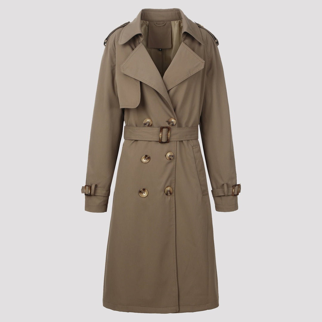 Dam Snygg Lång Trenchcoat med Belt
