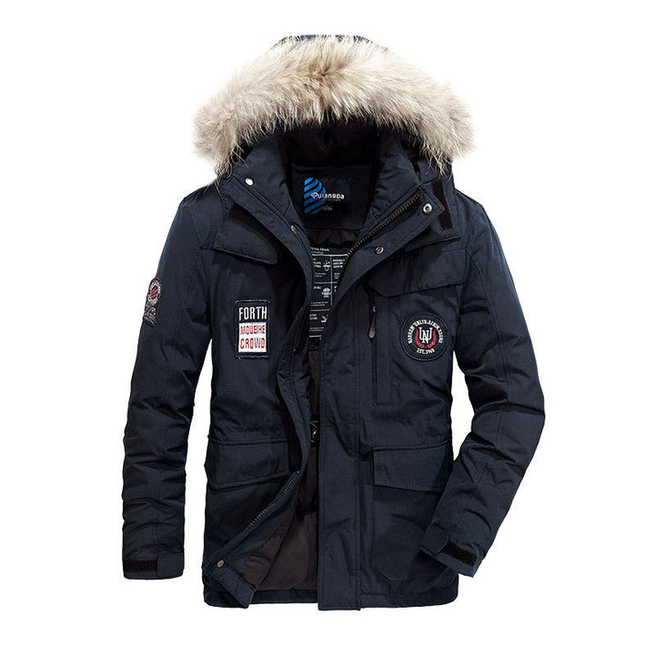 Herr Termisk Parka med Huva och Faux Fur Trim, Vattenavvisande och Multifunctional