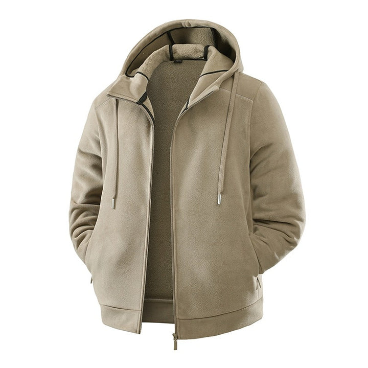 Herr Fleece Softshell Hybrid Jacka med Teddy Inner Foder &amp; Adjustable Huva
