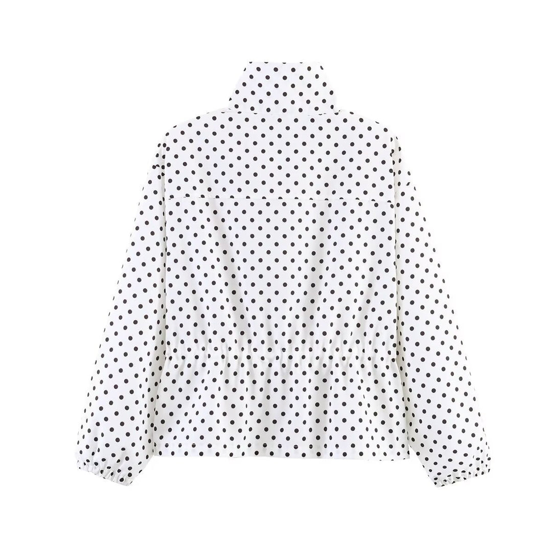 Dam Lätt Prickig Prick Regnjacka med Waist Drawstring