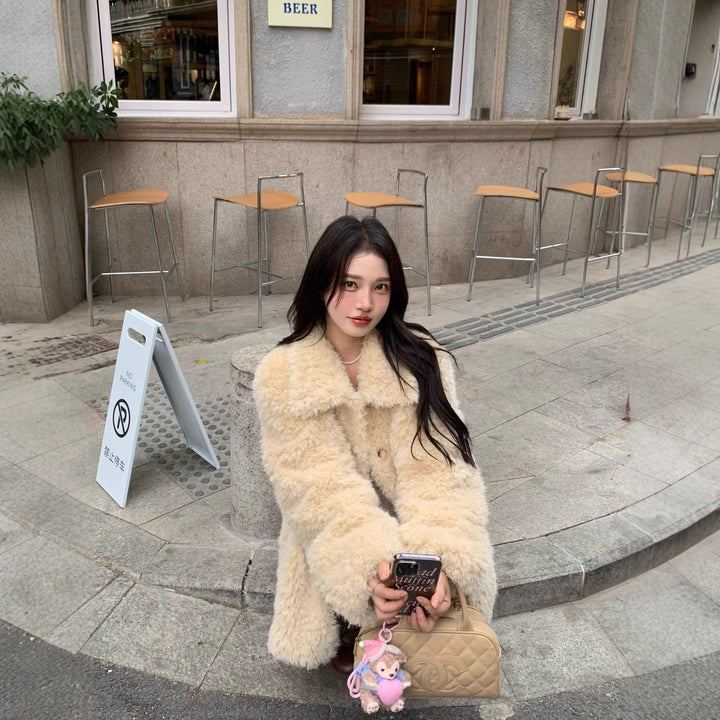 Dam Cozy Faux Fur teddy kappa in oversize skärning