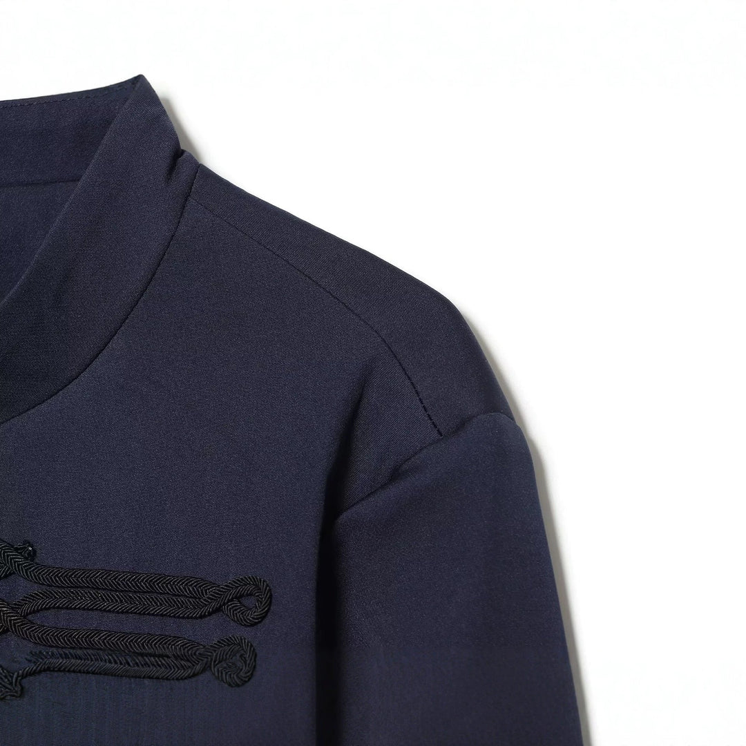 Dam Kort Blouson i Military Stil med Dekorativ Cords och Stå Krage