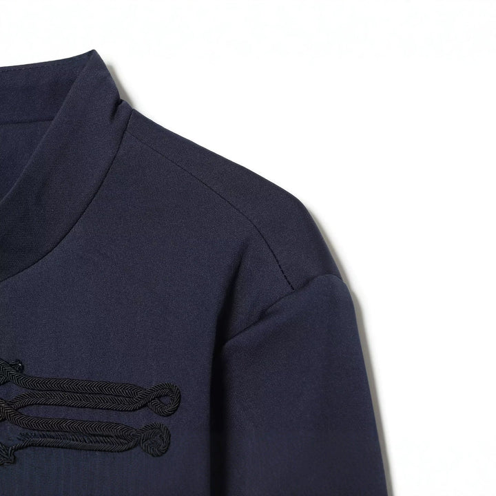 Dam Kort Blouson i Military Stil med Dekorativ Cords och Stå Krage