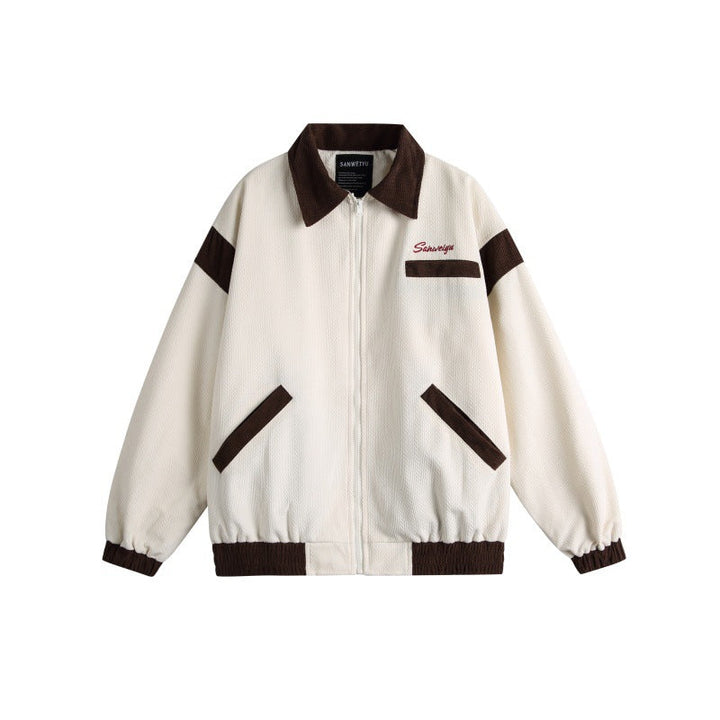 Unisex Harrington Blouson Jacka med Textured Fabric och Contrast Kant