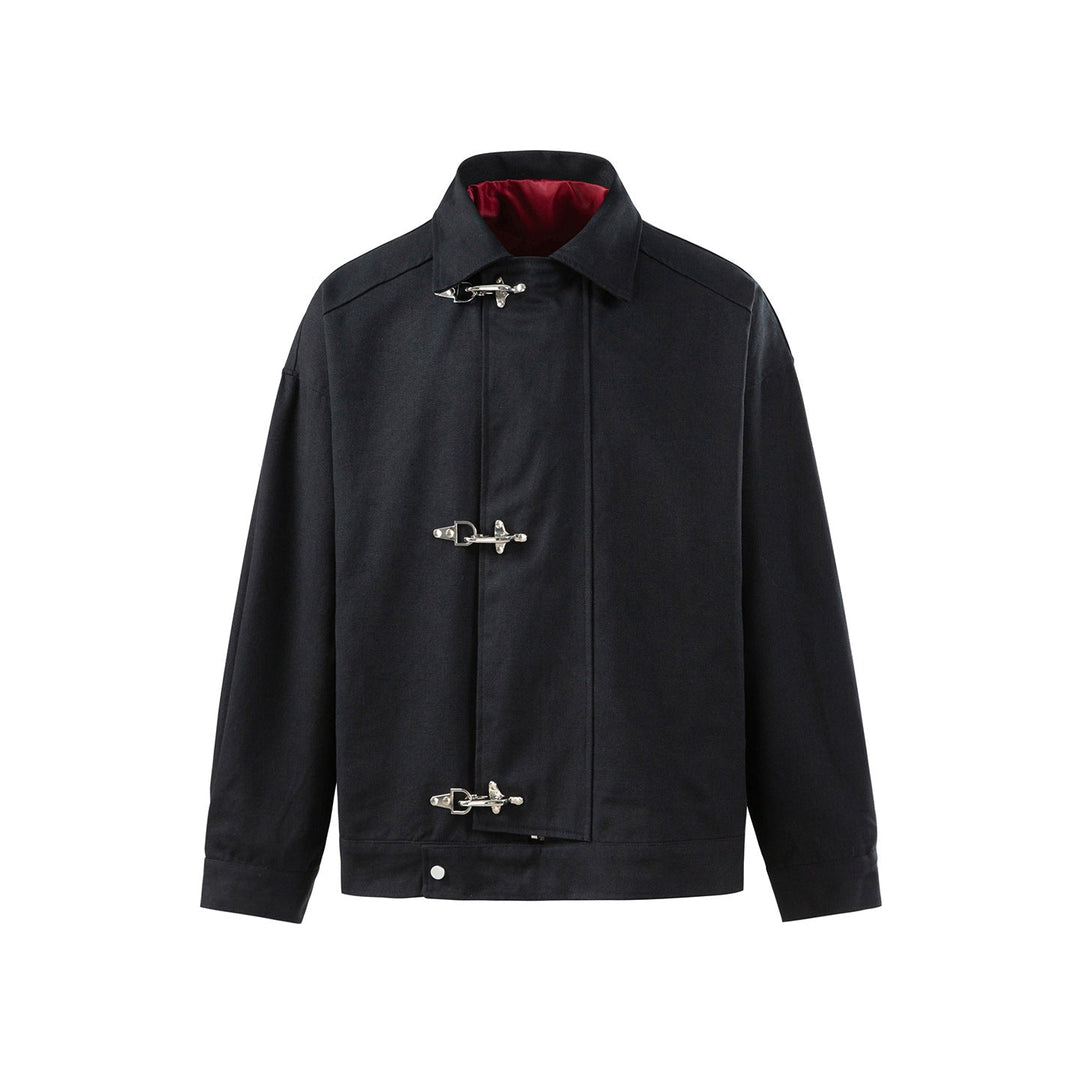 Herr oversize Canvas Jacka med Distinct metall Hook Stängningar
