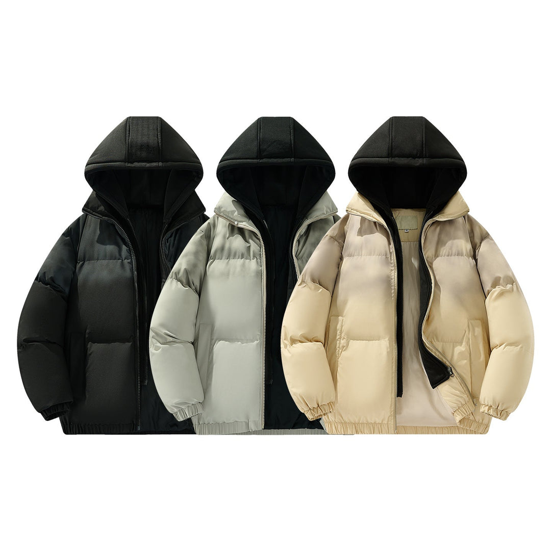 Herr Fodrad Oversize-Steppjacke med Abnehmbarem Huv‑Einsatz och Farbverlauf