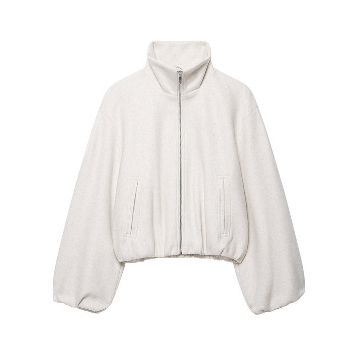 Dam Lätt Vadderad Windbreaker med Stå Krage och Prickig Prick Tryck