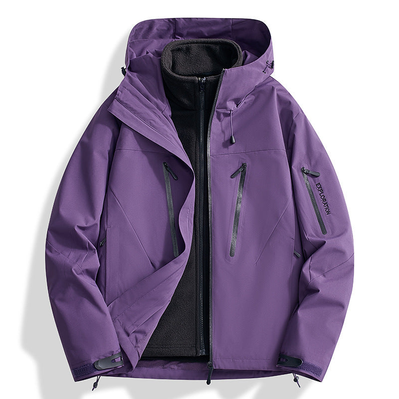 Herr two-in-one softshell utomhusjacka med avtagbar fleece inner jacka och vattentät dragkedjas