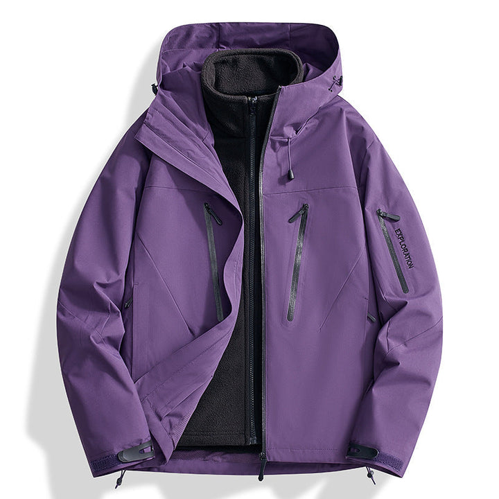 Herr two-in-one softshell utomhusjacka med avtagbar fleece inner jacka och vattentät dragkedjas