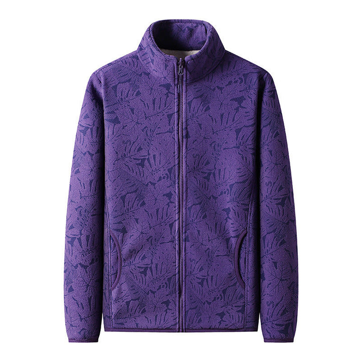 Dam fleecejacka med hel zip och blommig jacquard structure