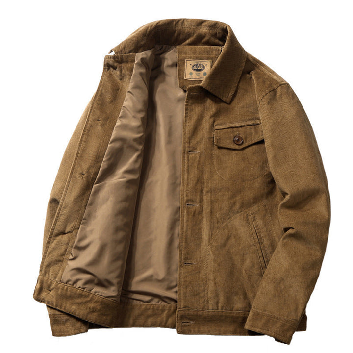 Herr Bomull Manchester Jacka i Worker Blouson med Ljus Foder
