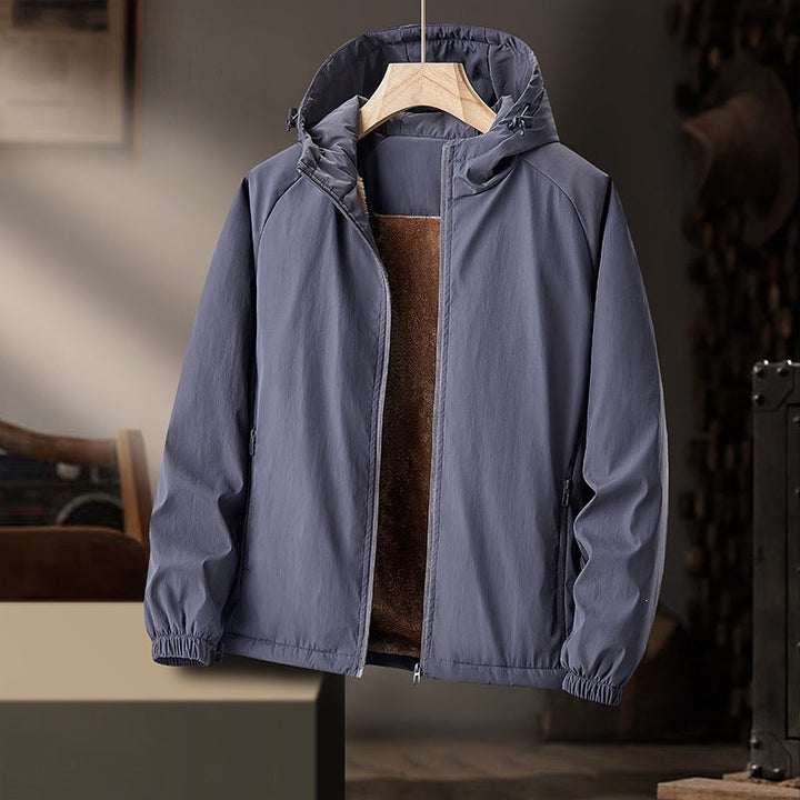 Herr Lätt med Huva Övergångsjacka med Teddy Foder &amp; Wind Resistant Shell