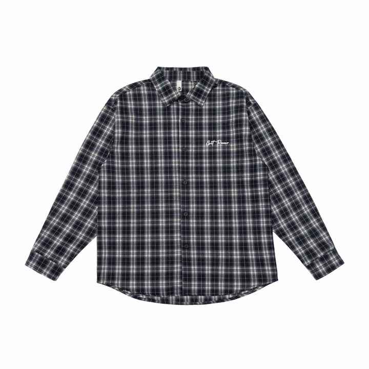 Unisex Boxig Flanell Skjorta Jacka med Rounded Fåll och Embroidered Bröst Logo