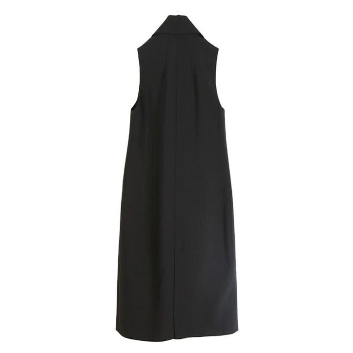 Dam ärmlös A-Line lång väst in oversize Tailoring med Shawl krage