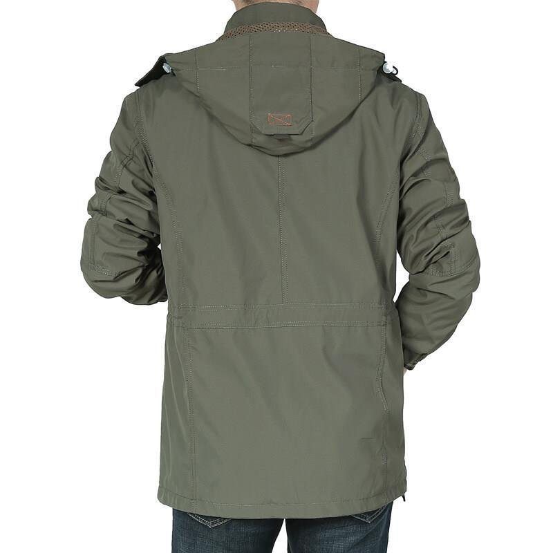 Herr Vindskyddande Fält Parka med Warming Faux Fur Foder, Huva och Multifunctional Fickor