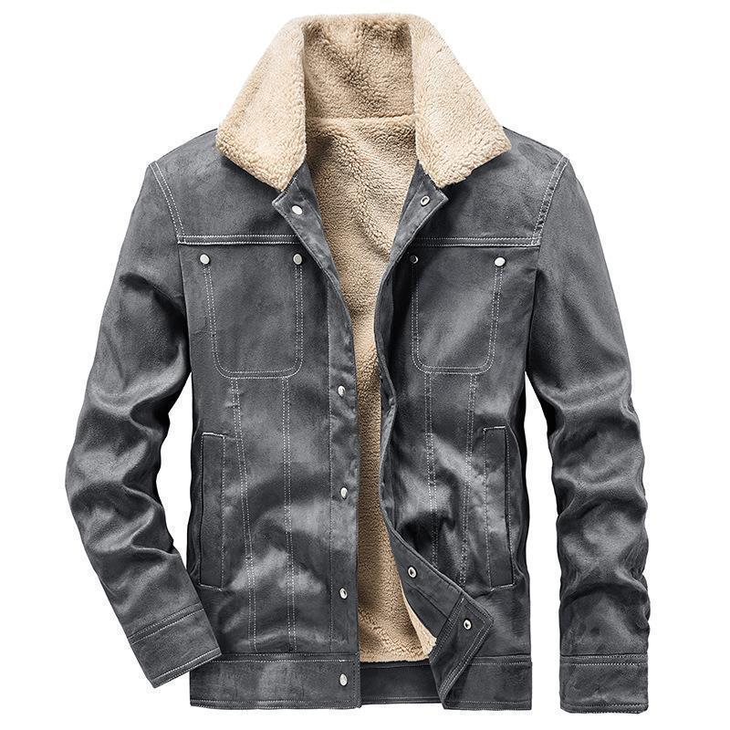 Herr Teddy-Lined Canvas Pilot-Style Jacka med Kontrast Stitching