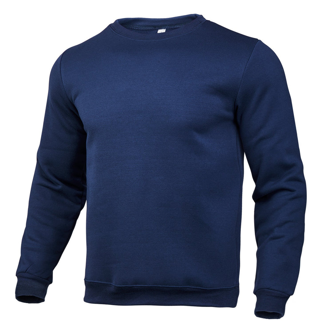 Herr Nan Klassisk Round Neck College-Tröja med Mjuk Fleece Inner Foder, Ribbad Fåll, och Reinforced Sömmar