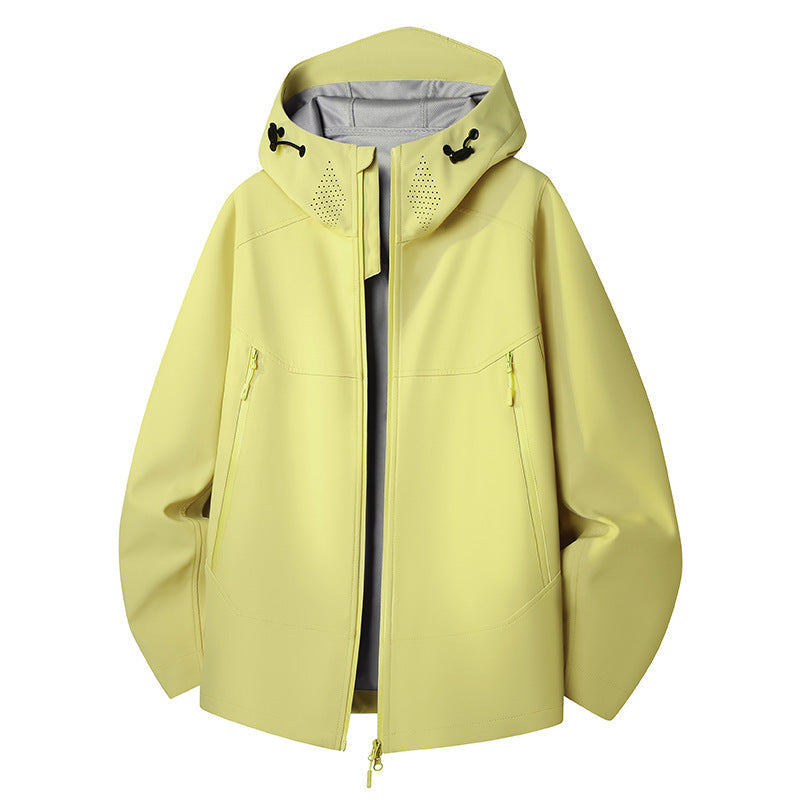 Dam vattentät softshell utomhusjacka med minimalistisk silhuett och Ventilation Perforation at den krage