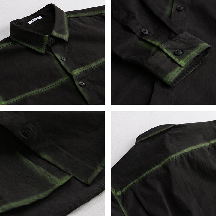 Herr Skjortjacka i Oversized Stil med Washed Edges och Klassisk Kent Krage