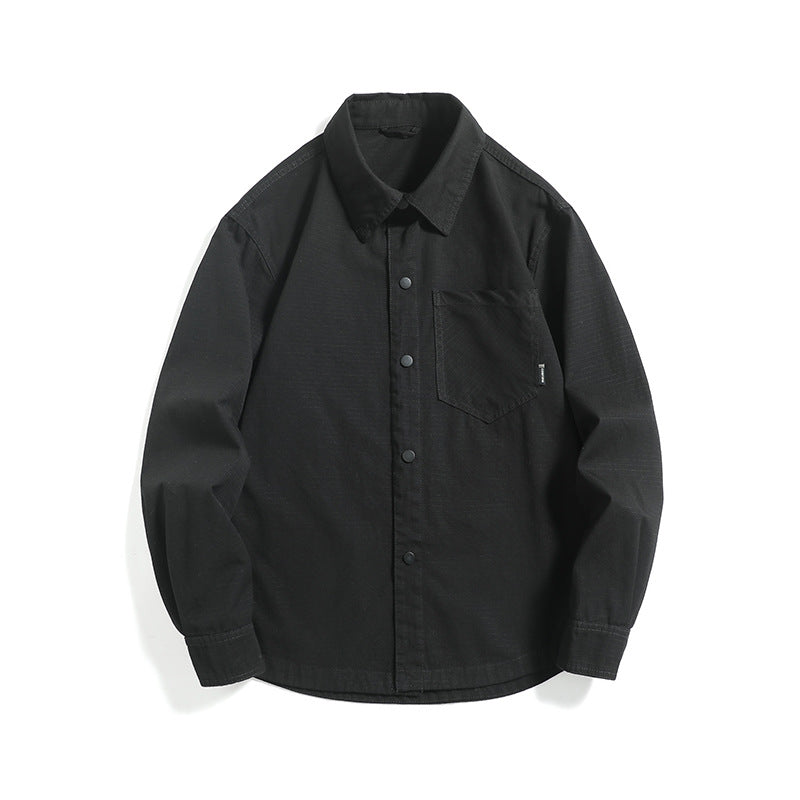 Herr ripstop overshirt med tryckknapp knäppslå, straight skärning och bröstficka