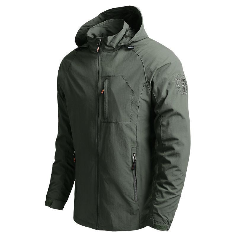 Herr Tactical-Urban Övergångs Jacka med Huva, Mesh Foder och Dold Dragkedjefickor