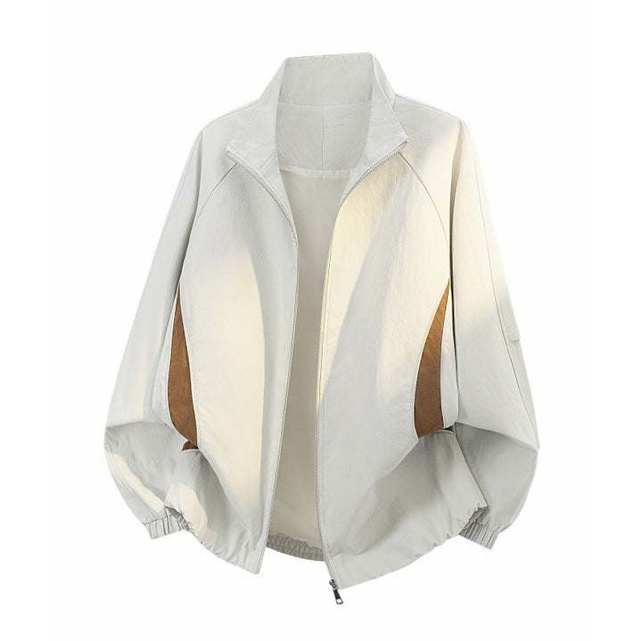 Dam Lätt Oversize Övergångsjacka med Raglan Ärmar, Dragkedja och Contrast Inserts