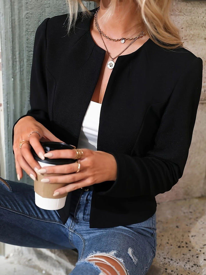 Dam Fin Kort Jacka med Textured Design och Elegant Detaljer
