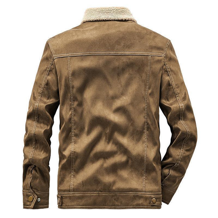 Herr Pilot Jacka i Suede Look med Sherpa Foder och Quiltad Detaljer