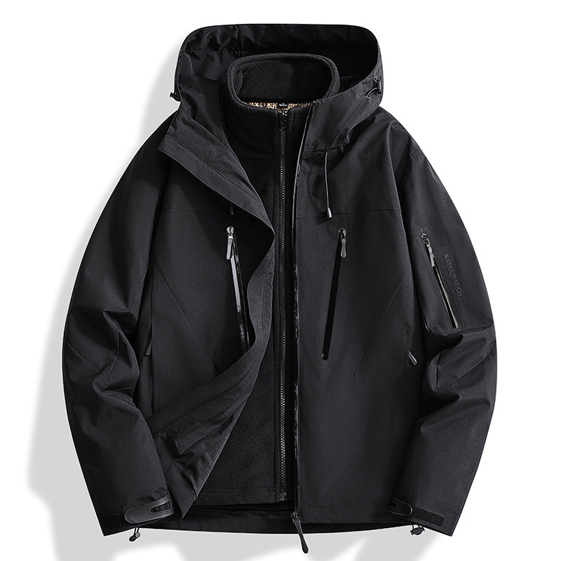 Herr two-in-one softshell utomhusjacka med avtagbar fleece inner jacka och vattentät dragkedjas