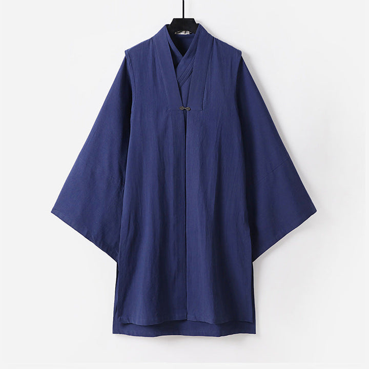 Unisex Asian inspired oversize kimono jacka med trumpet ärmar och liten toggle stängning