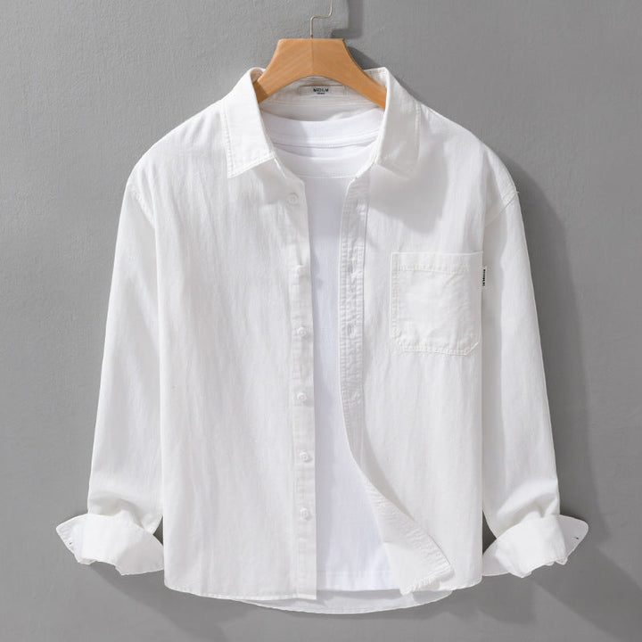 Herr Lätt Bomull Overshirt med Bröstficka och Avslappnad Passform