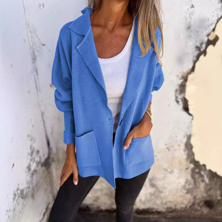 Dam casual oversize Blazer med Praktisk Fickor och Knapp Stängning