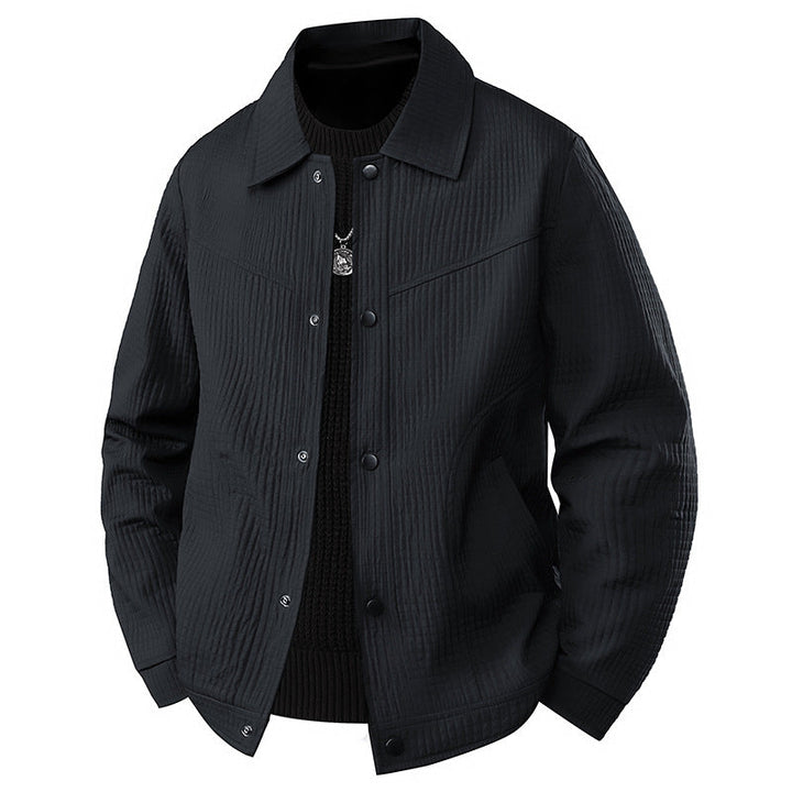 Herr Ljus Övergångs Jacka i Worker Stil med Microstructured Twill Look och Tryckknappslå