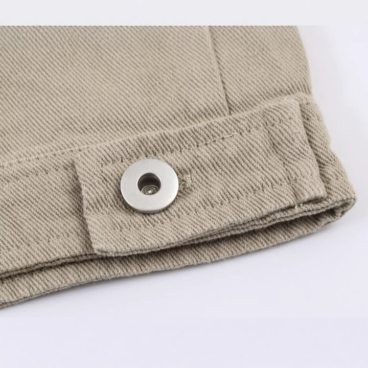 Dam Kort Blouson i Worker Look med Cord Krage och Dragkedja Ficka