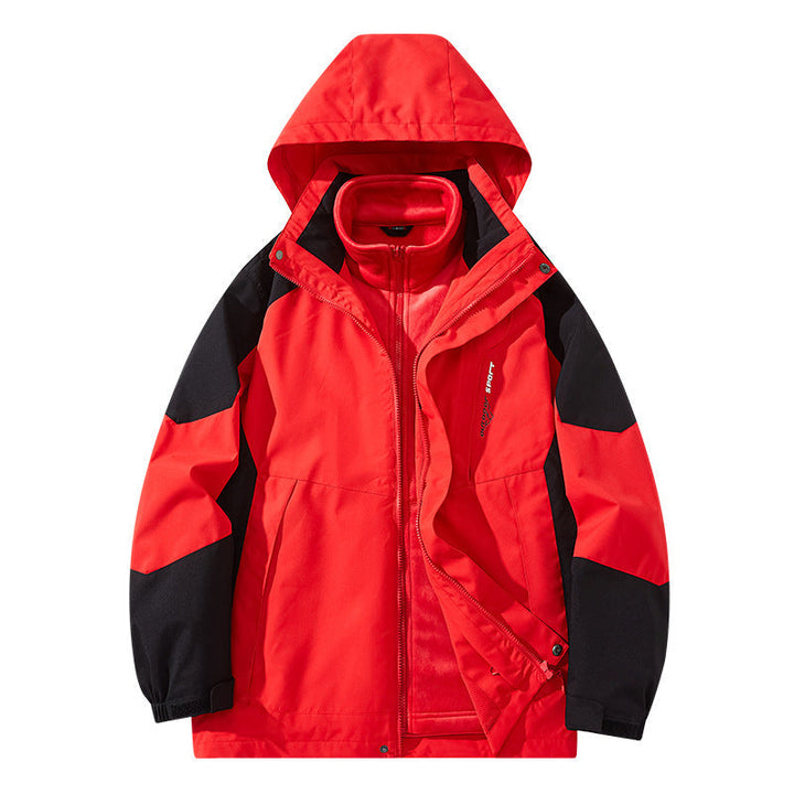 Herr vattenavvisande two-lager trekking jacka med avtagbar fleece inner jacka och huva