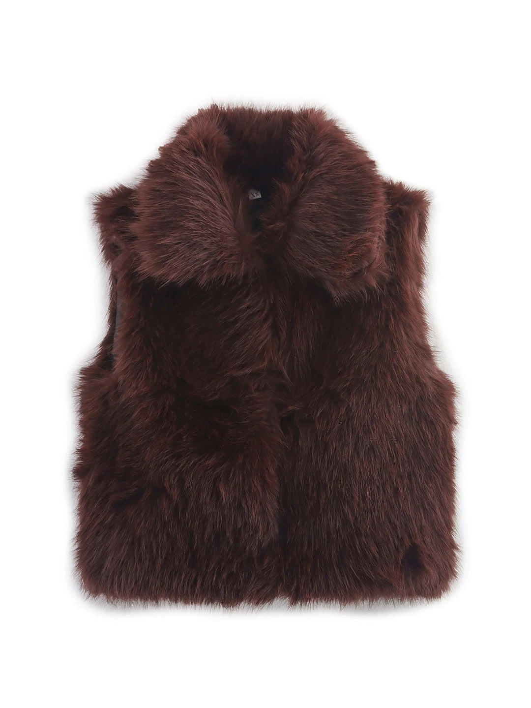 Dam mysig faux fur väst med bred krage, vadderad foder, och Feminin tailoring