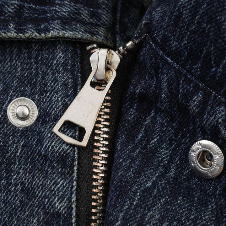 Dam Oversized Kort Jeans Jacka med Bred Krage