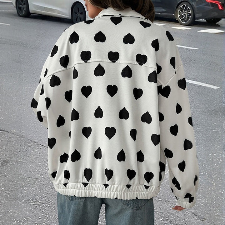 Dam Vadderad Jacka med Heart Design