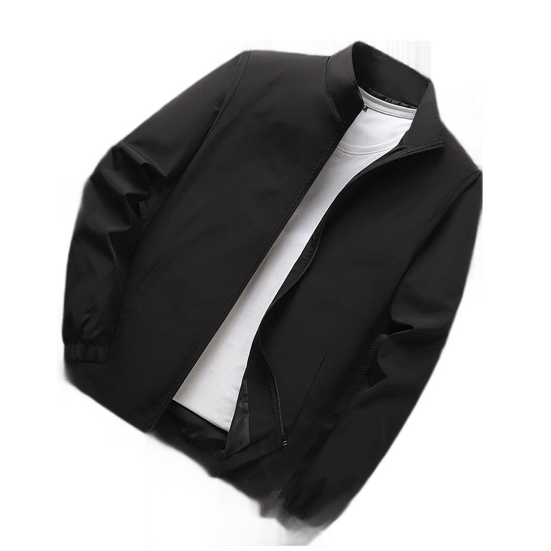 Herr lätt Windbreaker övergångs Jacka med ståkrage, elastiska muddar och dold dragkedja