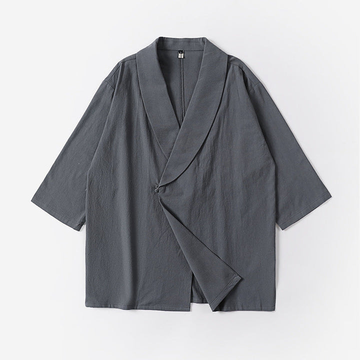 Unisex oversize Kimono jacka med Shawl krage och Wrap stängning