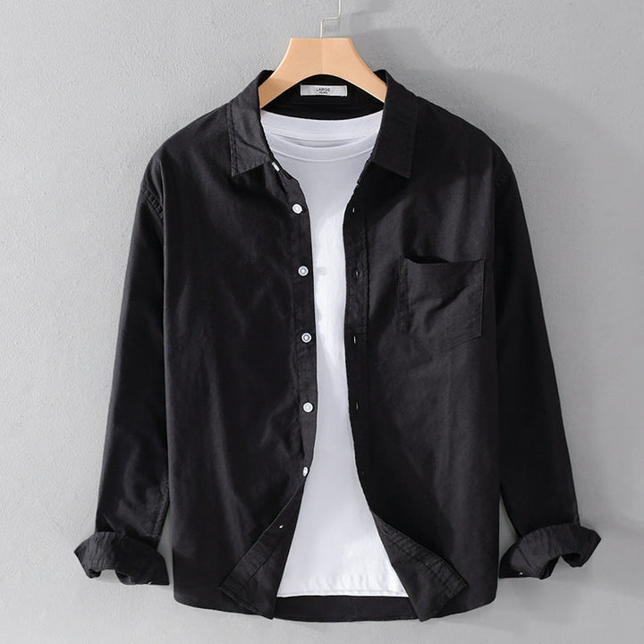 Herr Casual Bomull Layering Overshirt med Kent Krage, Bröstficka, och Mjuk Twill Finish