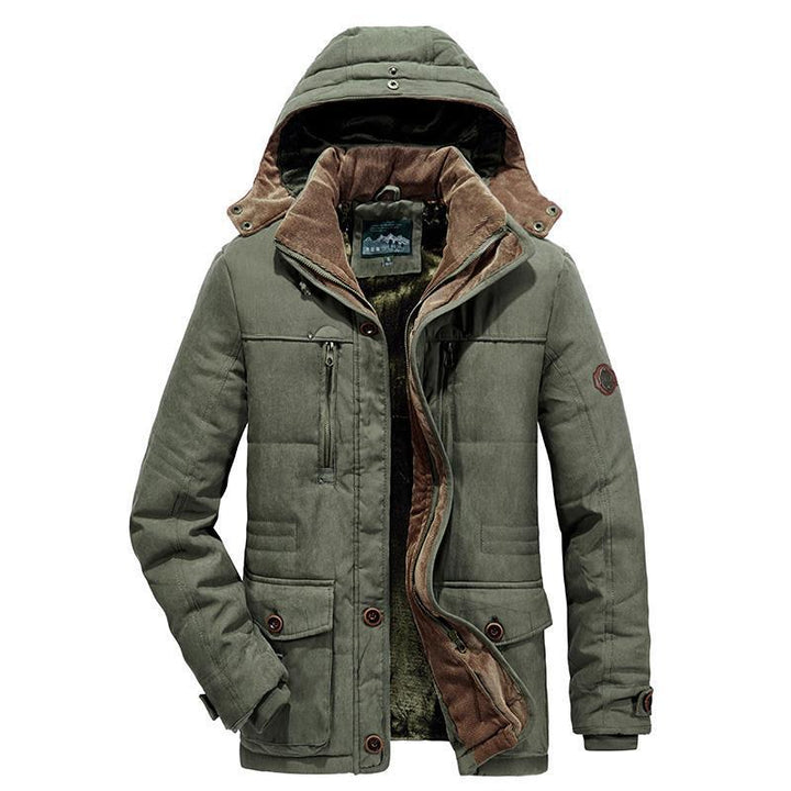 Herr Vadderad Parka i Canvas Look med Teddy Fleecefoder och Huva