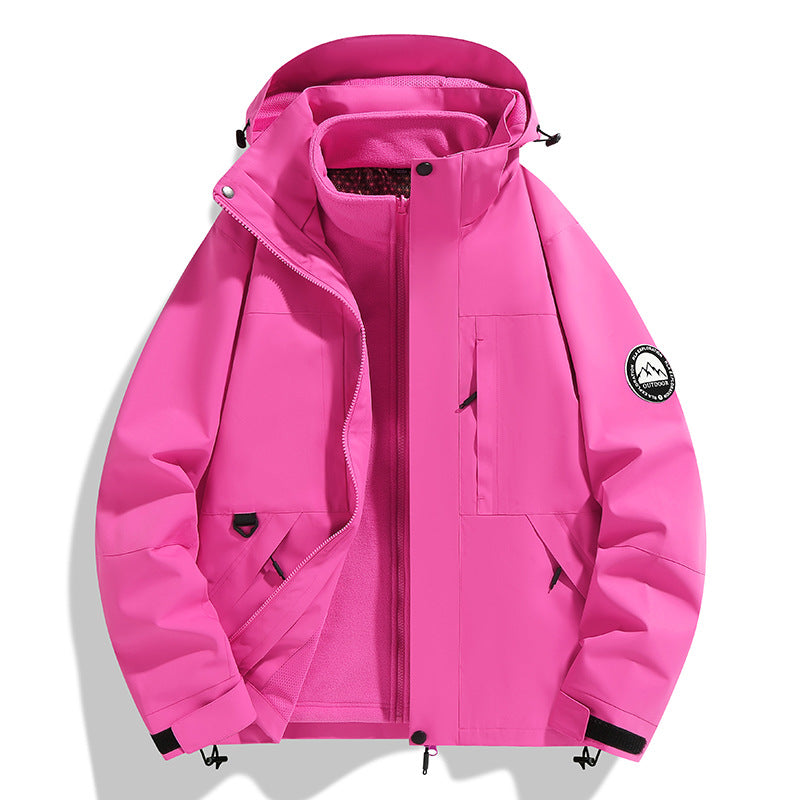 Dam två-layer softshell utomhusjacka med removable fleece inner jacka och huva