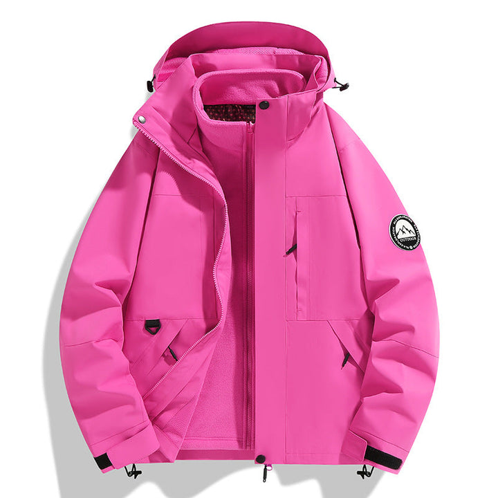 Dam två-layer softshell utomhusjacka med removable fleece inner jacka och huva