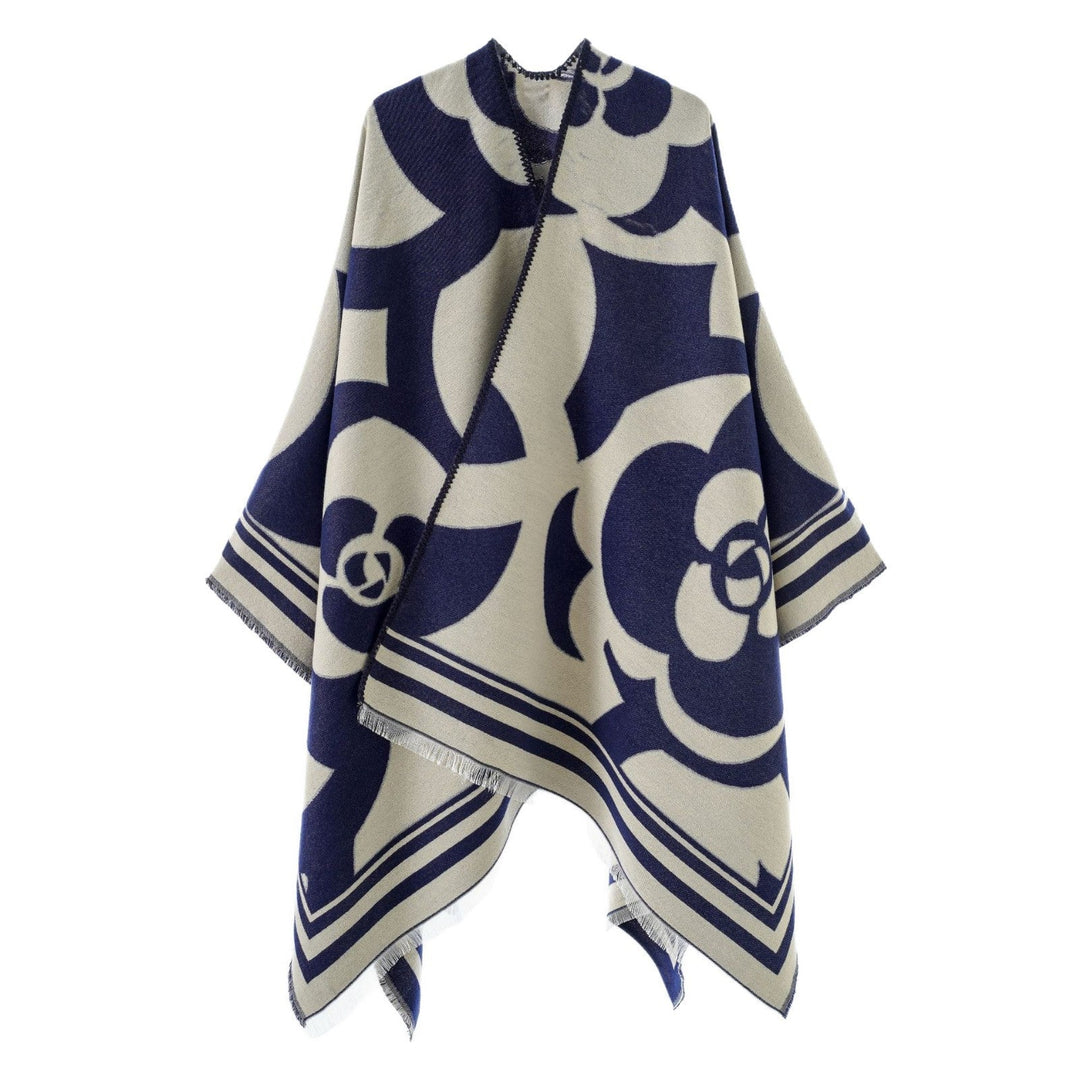 Dam Jacquard Overlay i oversized Cape stil med stor mönster